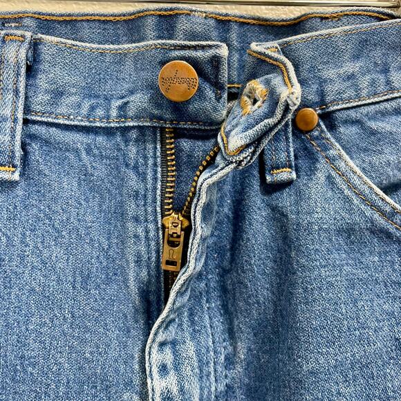 Vintage 90s Wranglers Jeans Raw Hem Faded Distressed Denim Straight Leg 30x31 - Picture 5 of 9